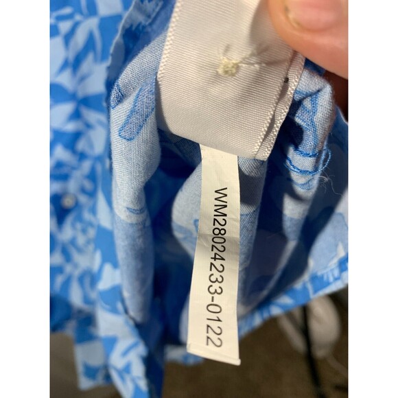 Free Assembly XL Blue Tropical Floral Hawaiian Short Sleeve Button-up Shirt - Picture 8 of 13